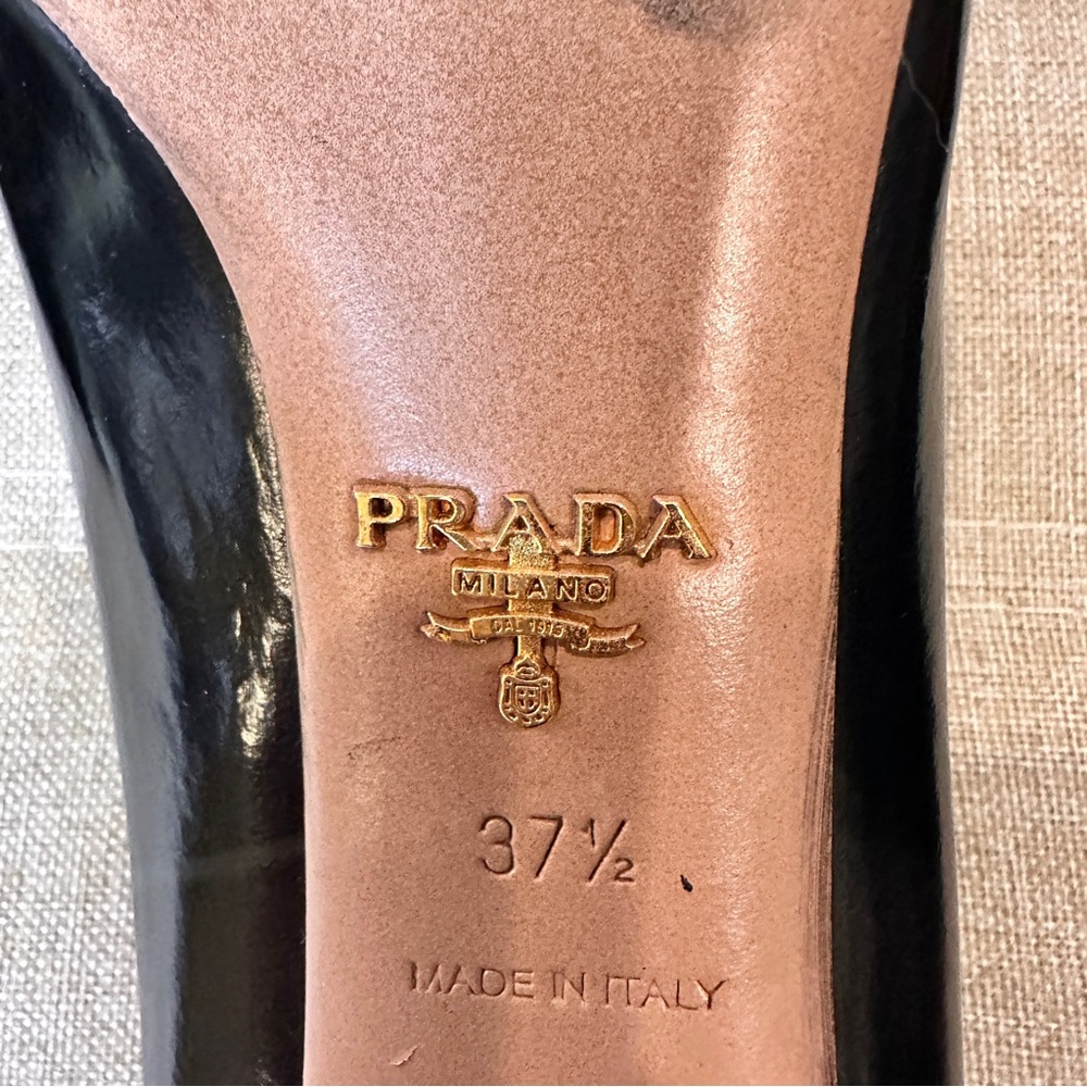 Prada Calzature Donna Vintage 2008 Heels Black Leather Snakeskin 37.5/ 7 US - Picture 7 of 16